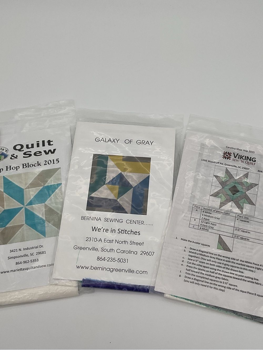 Lot of 3 Quilt Blocks-Fabric Included
